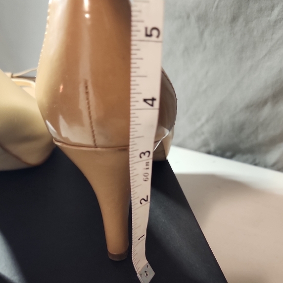 Franco Sarto Beige Peep-Toe Heels with Bow - Picture 5 of 7